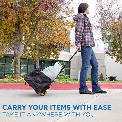 Mount-It! Folding Luggage Cart and Dolly | 77 Lb Capacity | Portable Lightweight Luggage Trolley Cart with Telescoping Handle and 4 Rubber Wheels | Steel Frame - Image 3