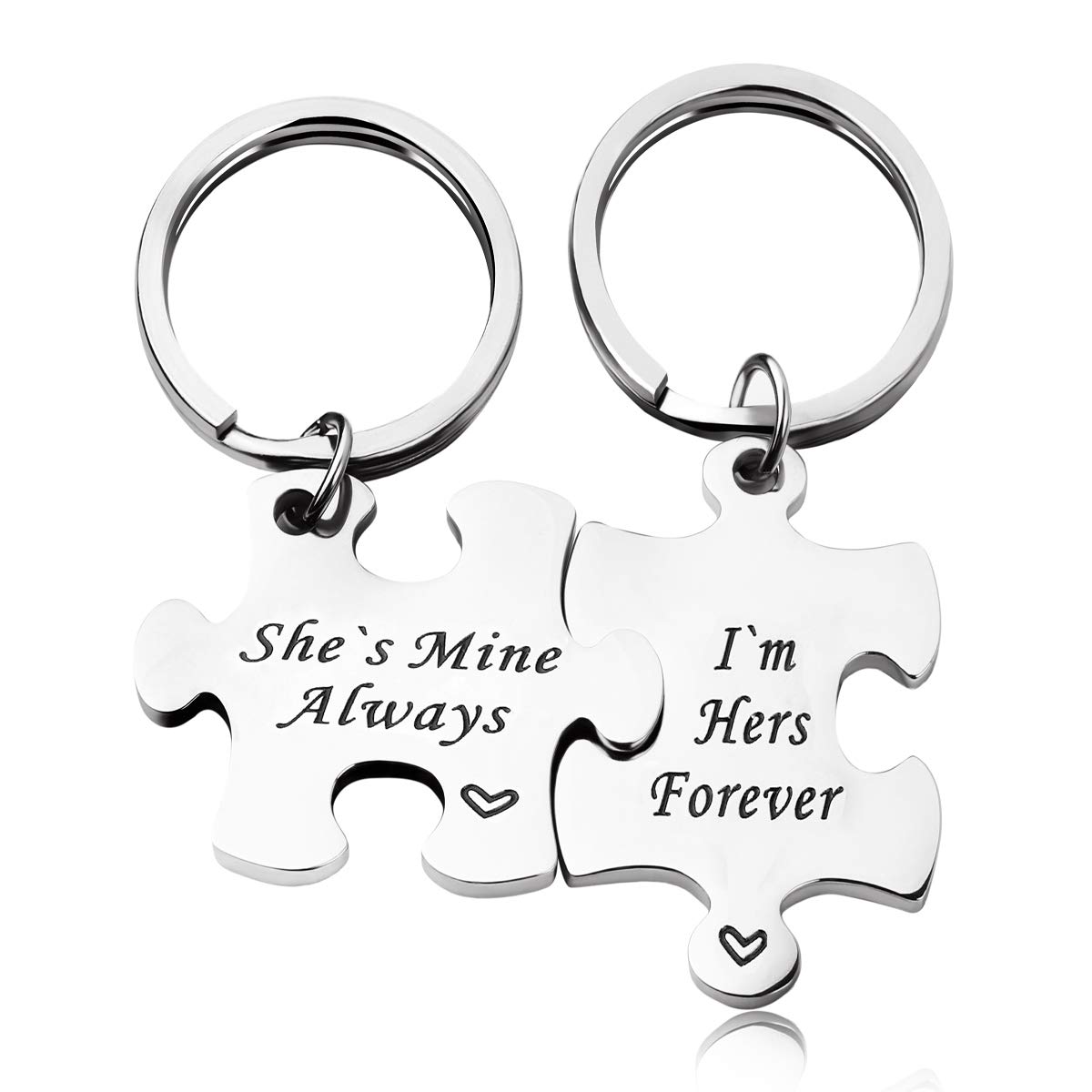 Personalize Your Own His and Her Puzzle Piece Necklace Key Ring Set You are My Missing Piece Personalized Message Jewelry