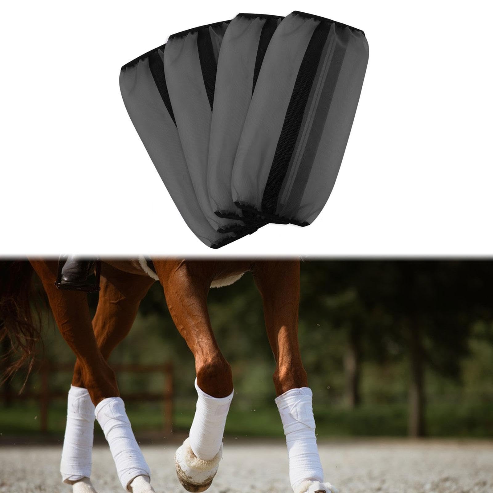 Ensemble de 4 Guêtres Anti-Mouches pour Chevaux, Bandes de Protection pour Les Jambes des Chevaux