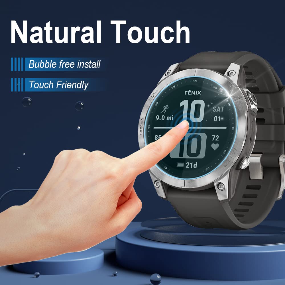 Duttek Pellicola protettiva in vetro temperato per Garmin Fenix 7 Smartwatch 2.5D ultra sottile 9H durezza antigraffio in vetro temperato (2 pezzi