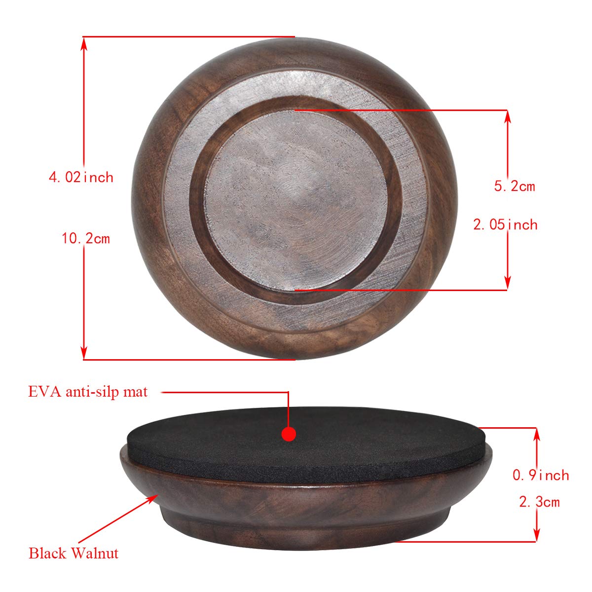 Platos protectores de madera para patas de piano KingPoint (juego de 4 unidades), Black walnut