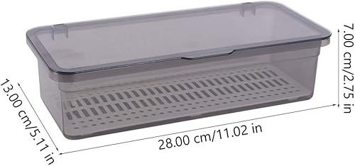 Miniatura 2 de Cabilock Bandeja de cubiertos con tapa y escurridor, organizador de cajones de cubiertos de plástico, bandeja de cubiertos a prueba de polvo para