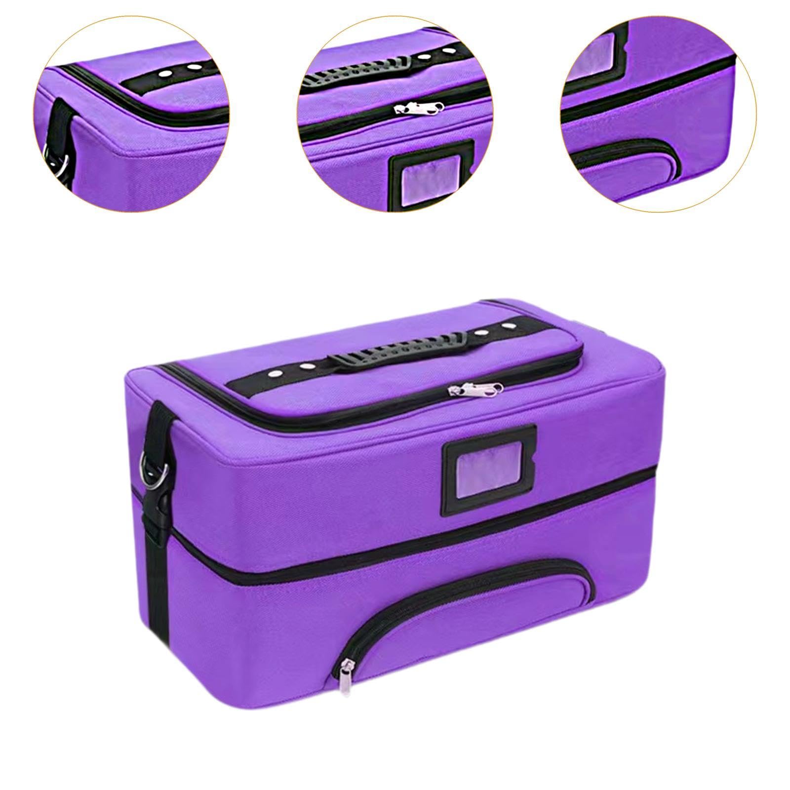 Neceser de maquillaje de viaje portátil con divisor, organizador profesional de esmalte de uñas, organizador de maquillaje para mujeres y niñas, morado, A