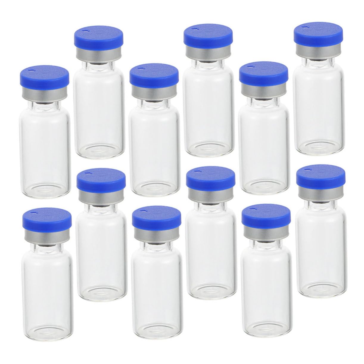 CHILDWEET 12pcs Glass Vials Caps for Liquid and Powder Storage Reusable Small Sample Bottles for Lab Travel and Daily Use Leak Design