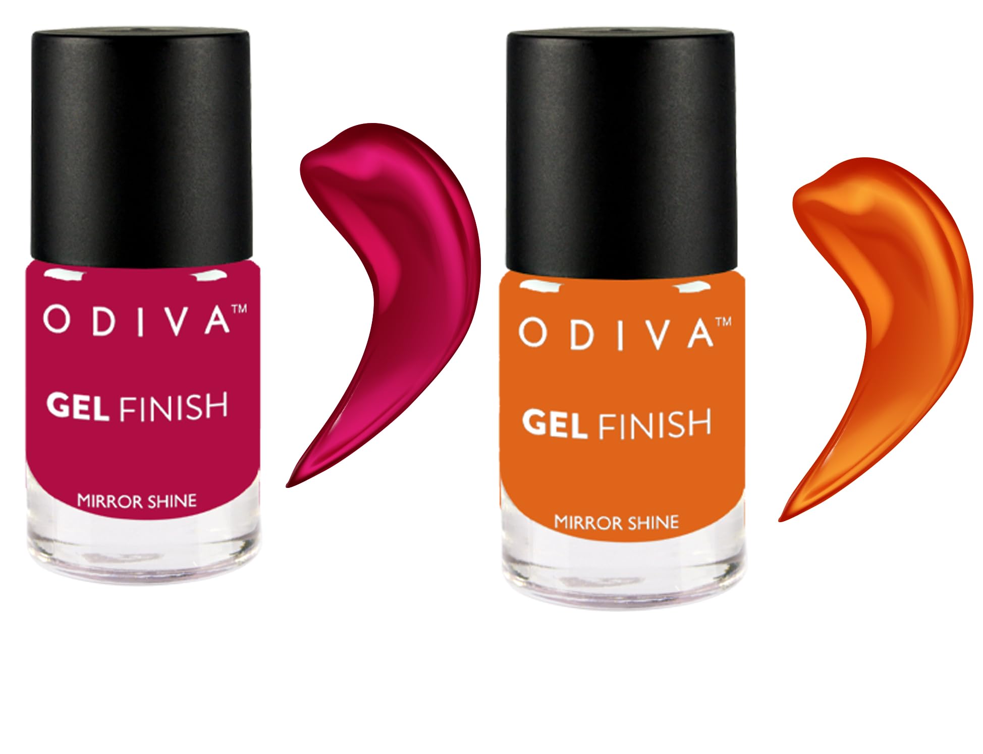 ODIVA Gel Finish Nail Polish Long-Lasting Nail Polish,Quick Dry Nail Paint, Glossy Finish, 11 ML (072 Orange Squash (Orange) and (No. 019 Blushing Princess, Pink))-image-19