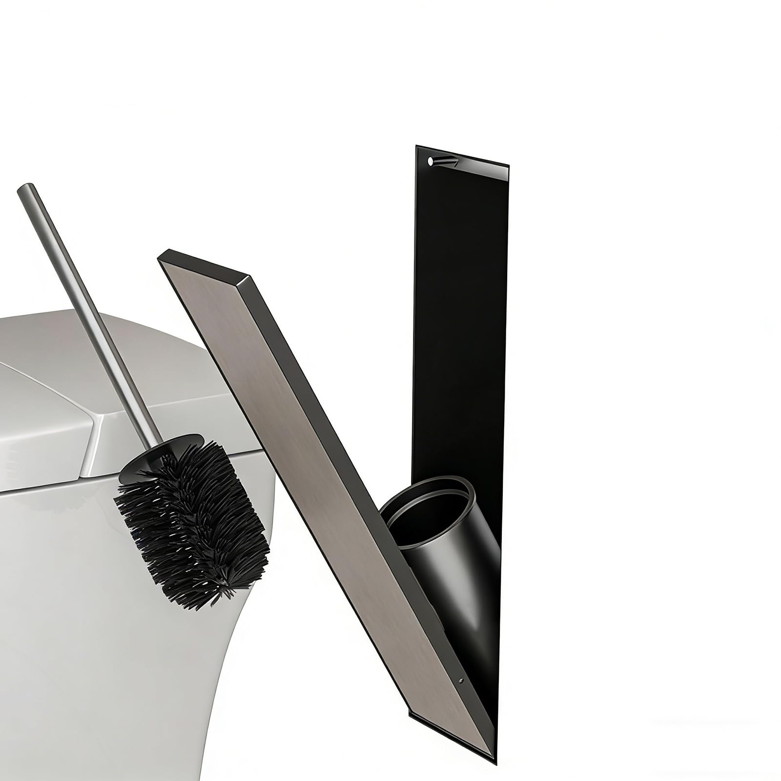 Brosse WC encastrée anti rouille pour éliminer l'encombrement au sol