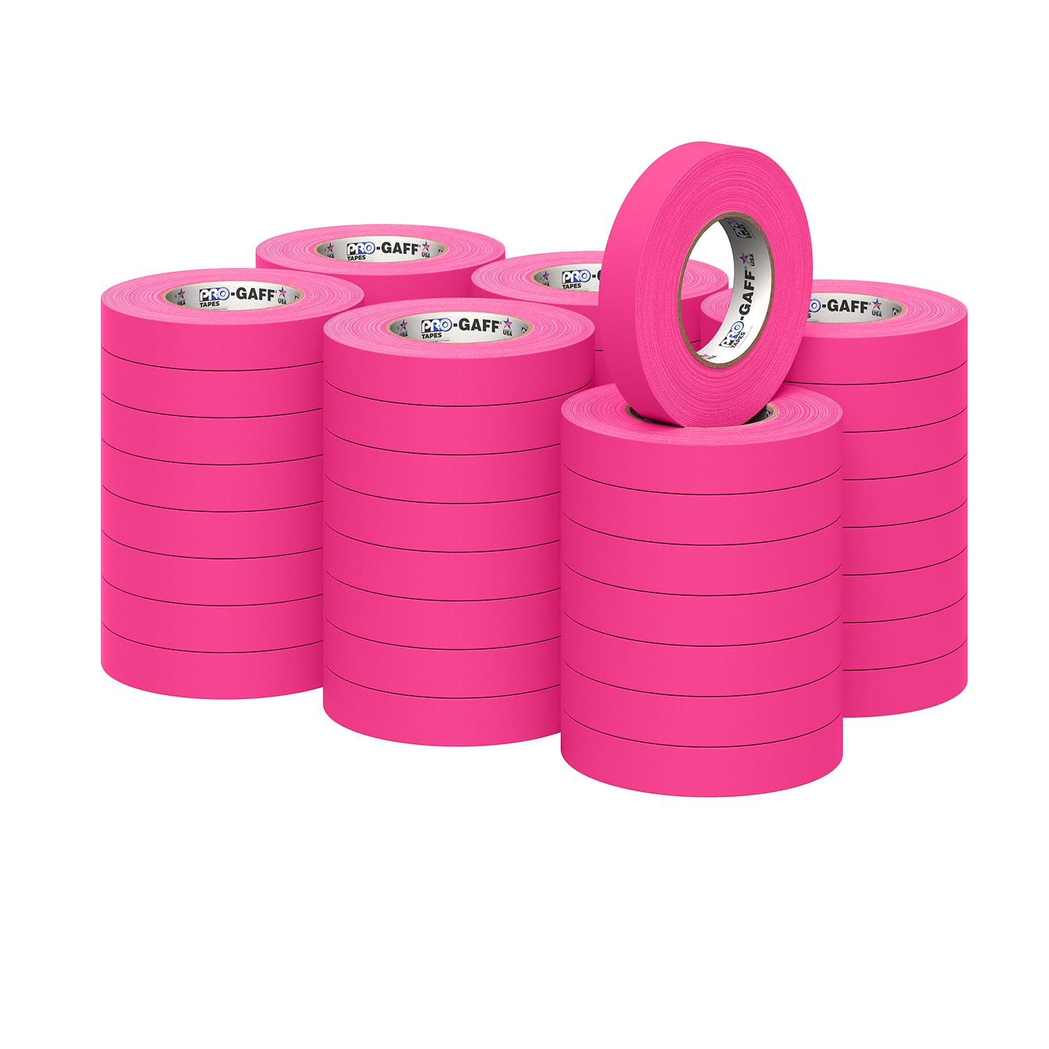 1" Pro Gaff Gaffers Tape 50 yards length fluorescent pink matte. Premium Heavy-Duty Gaffers Tape trusted by professional Gaffers. Made in the USA. Holds Tight, Easy to remove. (Pack of 48)