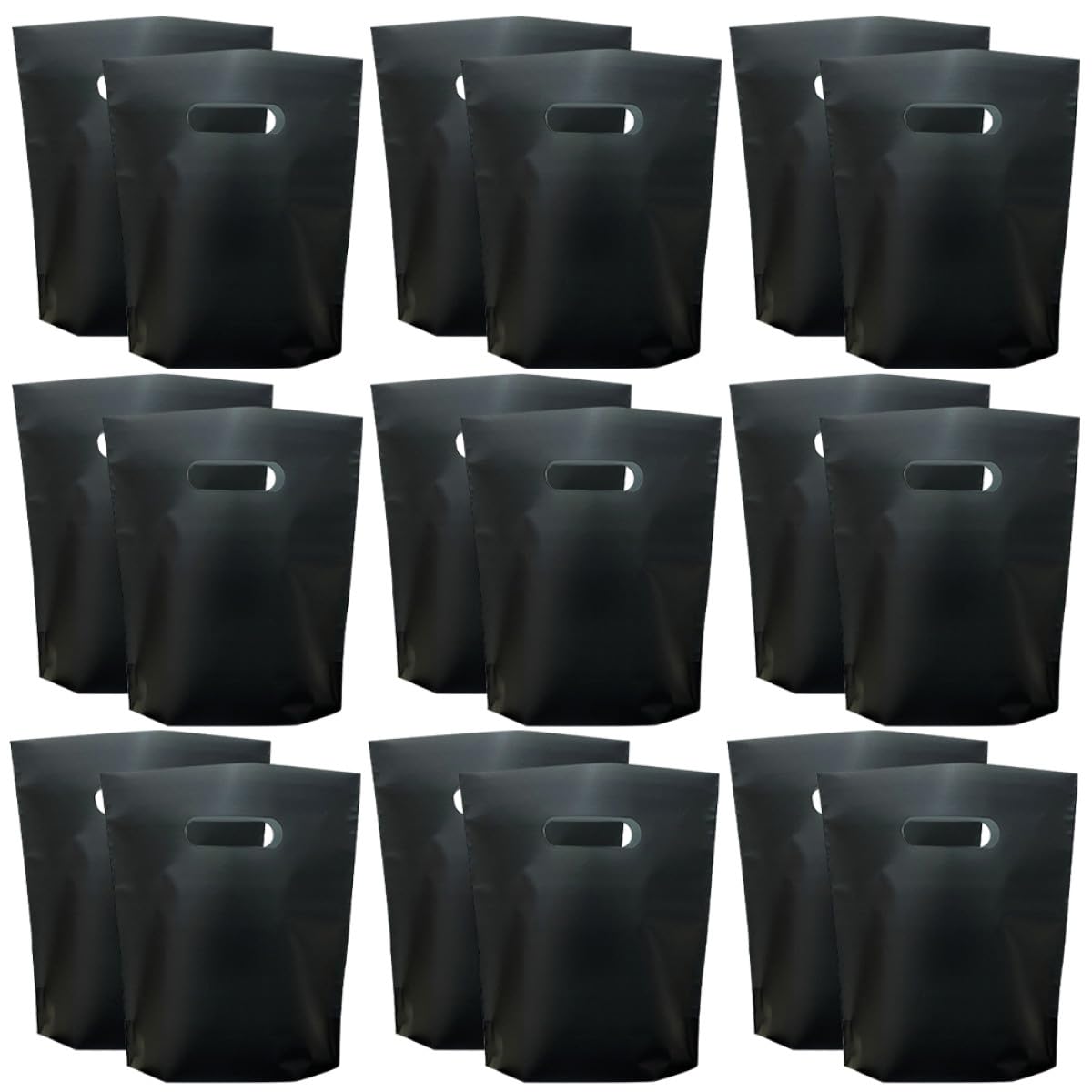 KOMBIUDA Borsa della Spesa Nera in Plastica Spessa Set da 50 Pezzi Pieghevole e Leggera Manici Resistenti Riutilizzabile per Shopping Viaggi e Uso Quotidiano