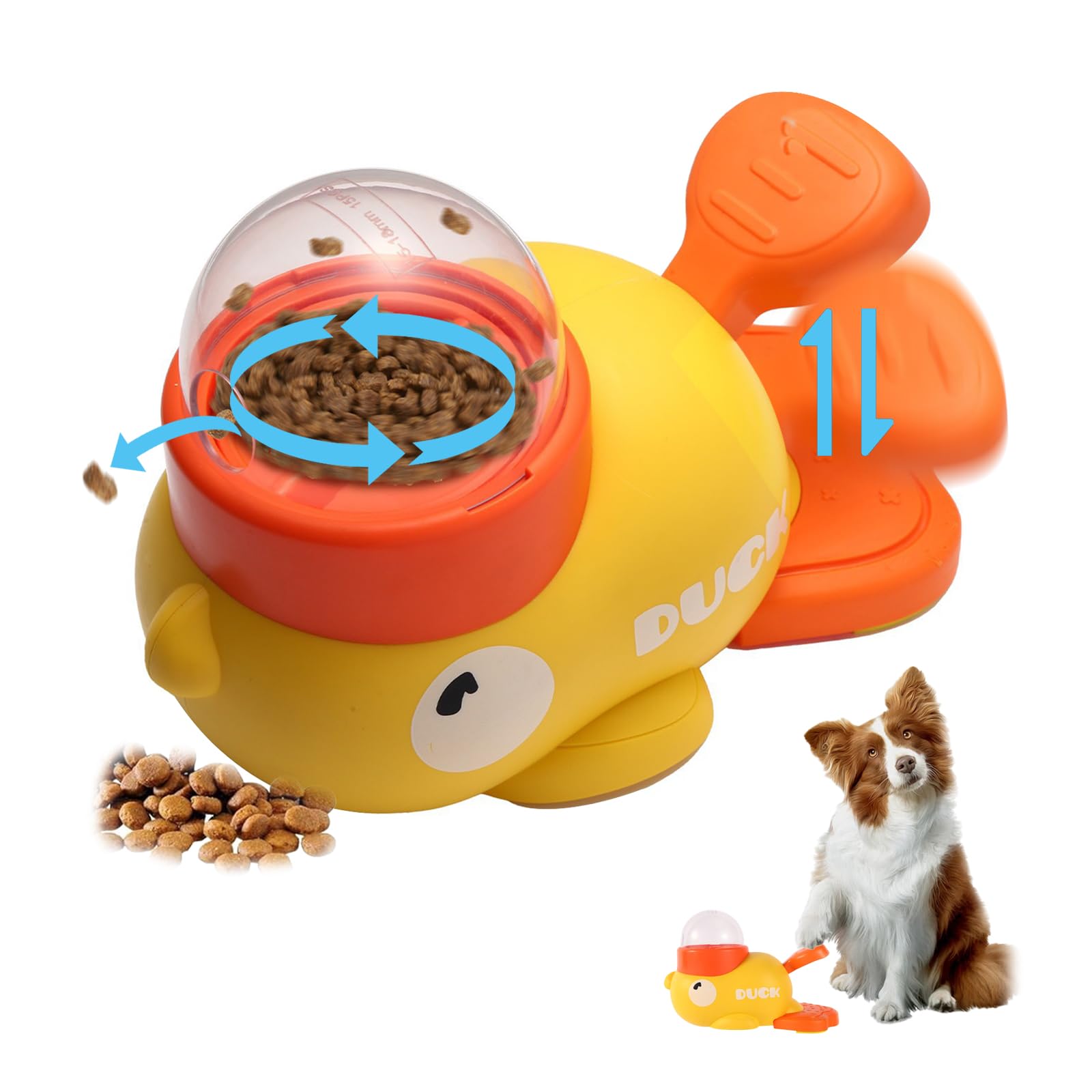Dog Treat Dispenser, Duck Shape dogs Treats Dispensing Design, Fun Interactive Food Puzzle for Small Medium Large Dogs Resistant Chew Pet Feeder