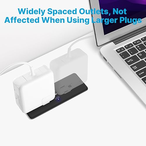 Miniatura 6 de CCCEI Regleta de alimentación empotrada con salida y puertos USB C, tira de alimentación de montaje empotrado para muebles, escritorio pequeño