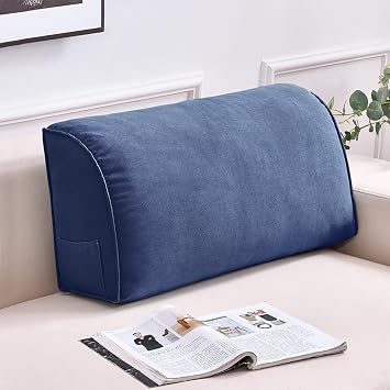 Wedge Pillow Headboard Bolster Triangular Headboard Pillow Positioning Support Reading Backrest Wedge Pillow for Day Bunk Bed with Removable Cover, 27x8x13in, Dark Blue