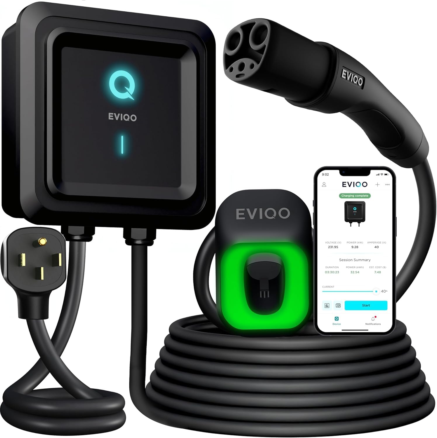 EVIQO NACS EV charger with 25ft cable