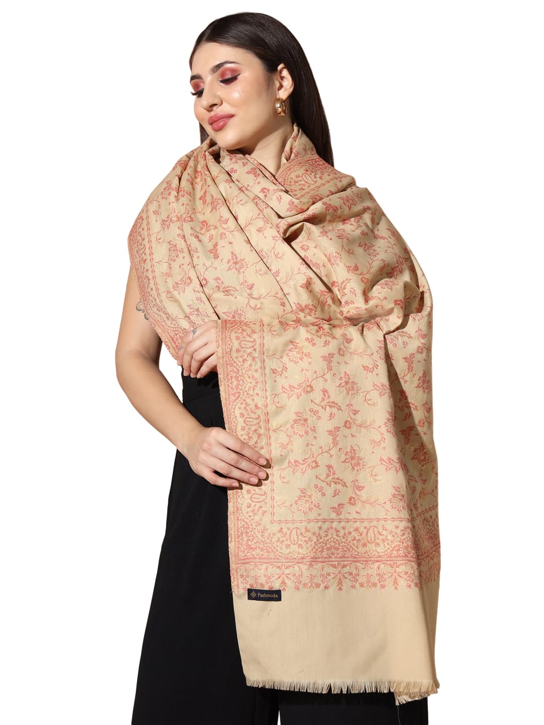 pashmoda Women Kashmiri Jamawar Antique Mughal Shawl, Jacquard Shawls (Size 101X203 CM)-picture-16