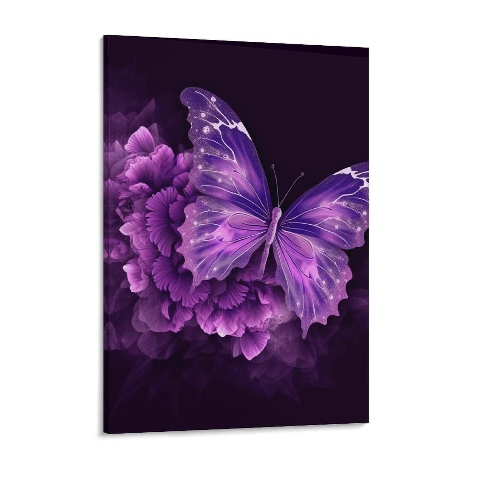 Beautiful Purple Butterfly Floral Canvas Wall Art for Bedroom 12x16inch Canvas Prints Artwork for Walls Modern Picture Artwork Painting for Living Room Aesthetic Wall Paintings for Bathroom K