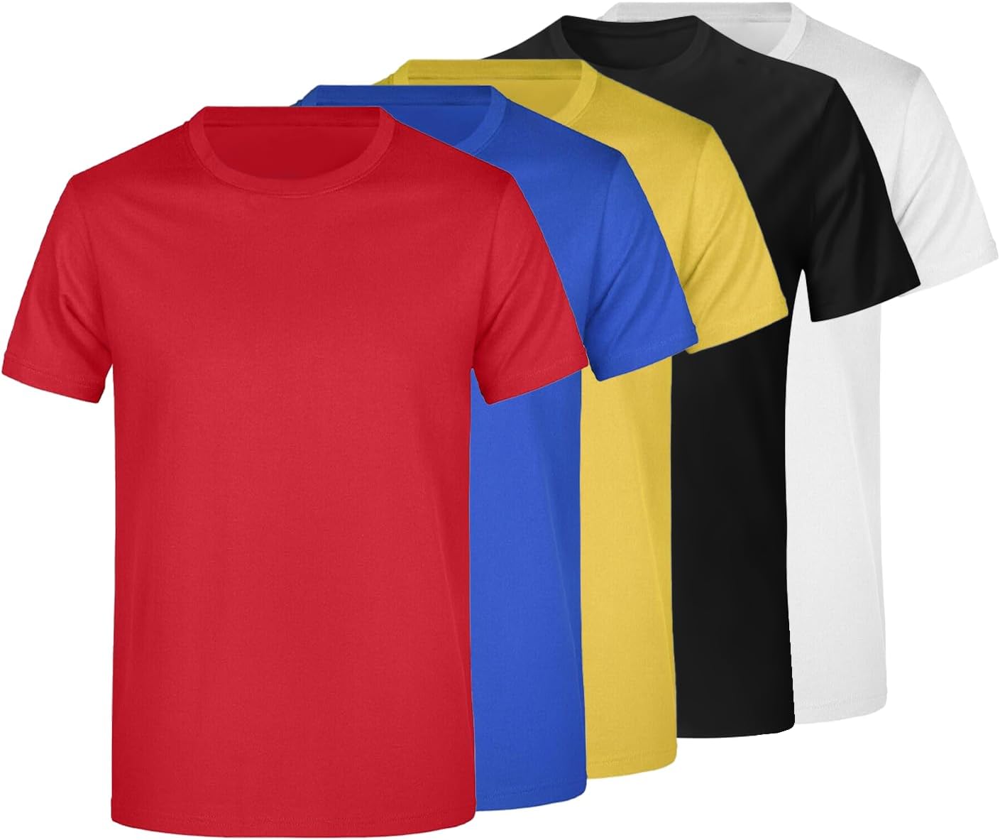 FATASHMen’s Pack of 5 Pcs T-Shirt Plain Crew Neck Style Running Sports Gym Comfortable Casual Active Wear Organic Soft Cotton Regular Slim Fit Half Sleeve Multipack Colors