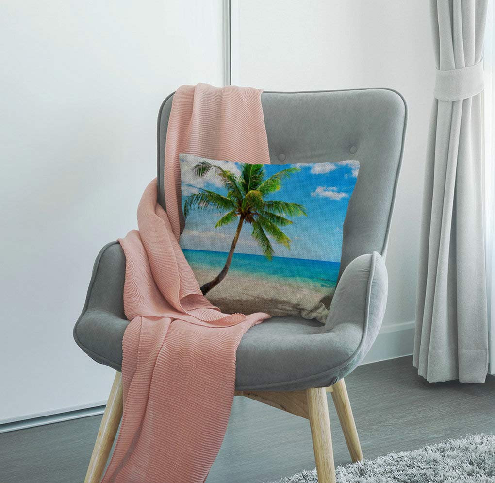 Amazon.co.jp: SSOIU ビーチ シーサイド ヤシの木 ブルー 海 空 装飾