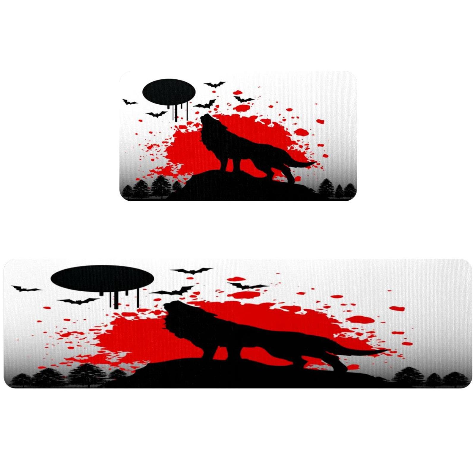 Tapis de cuisine antidérapants lavables absorbants loup chauve-souris