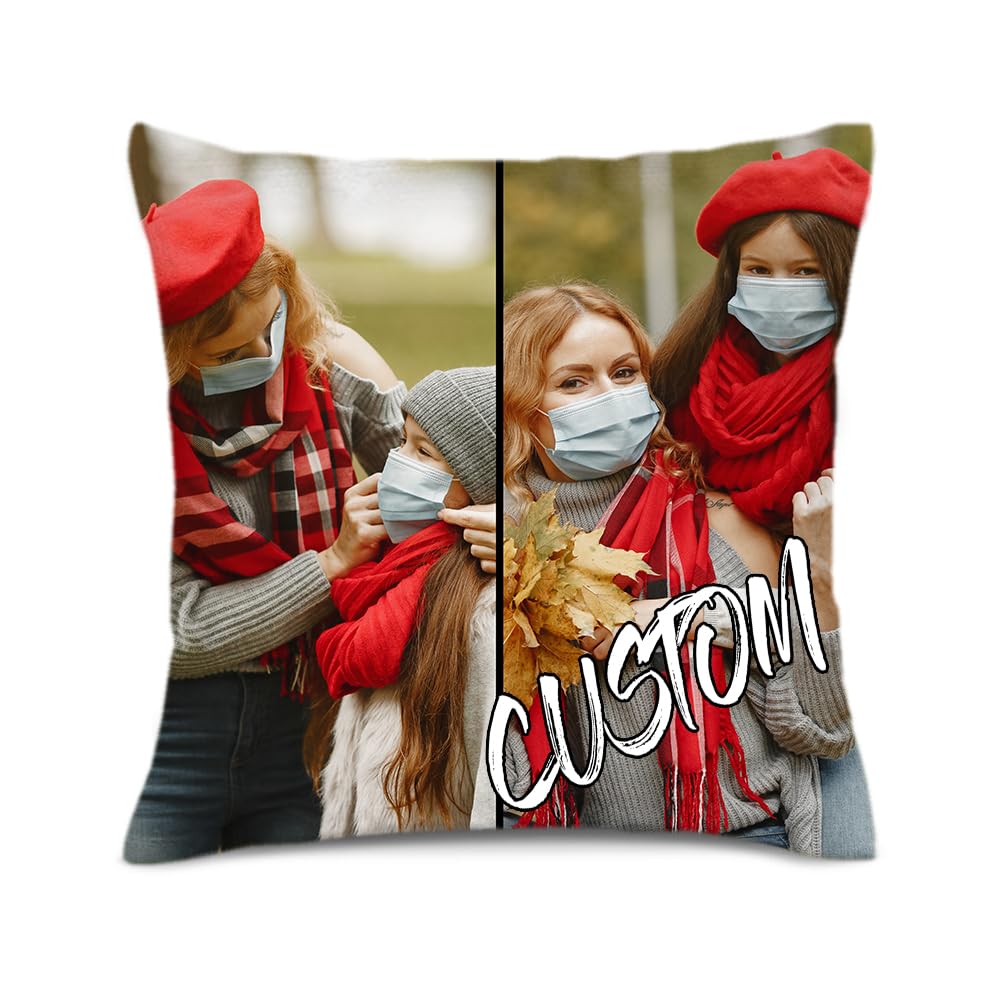Custom Decorative Cushion Cover with Picture & Text, Personalized Single-Sided Print Soft Velvet Throw Pillowcase (Optional Pillow Insert)