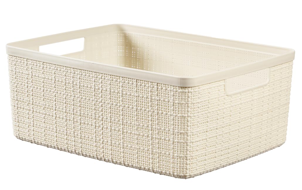 Keter Curver Scatole Portaoggetti Jute, Set da 3, Intreccio Effetto Juta, Perfette per il Bagno, 36x28x15 H cm