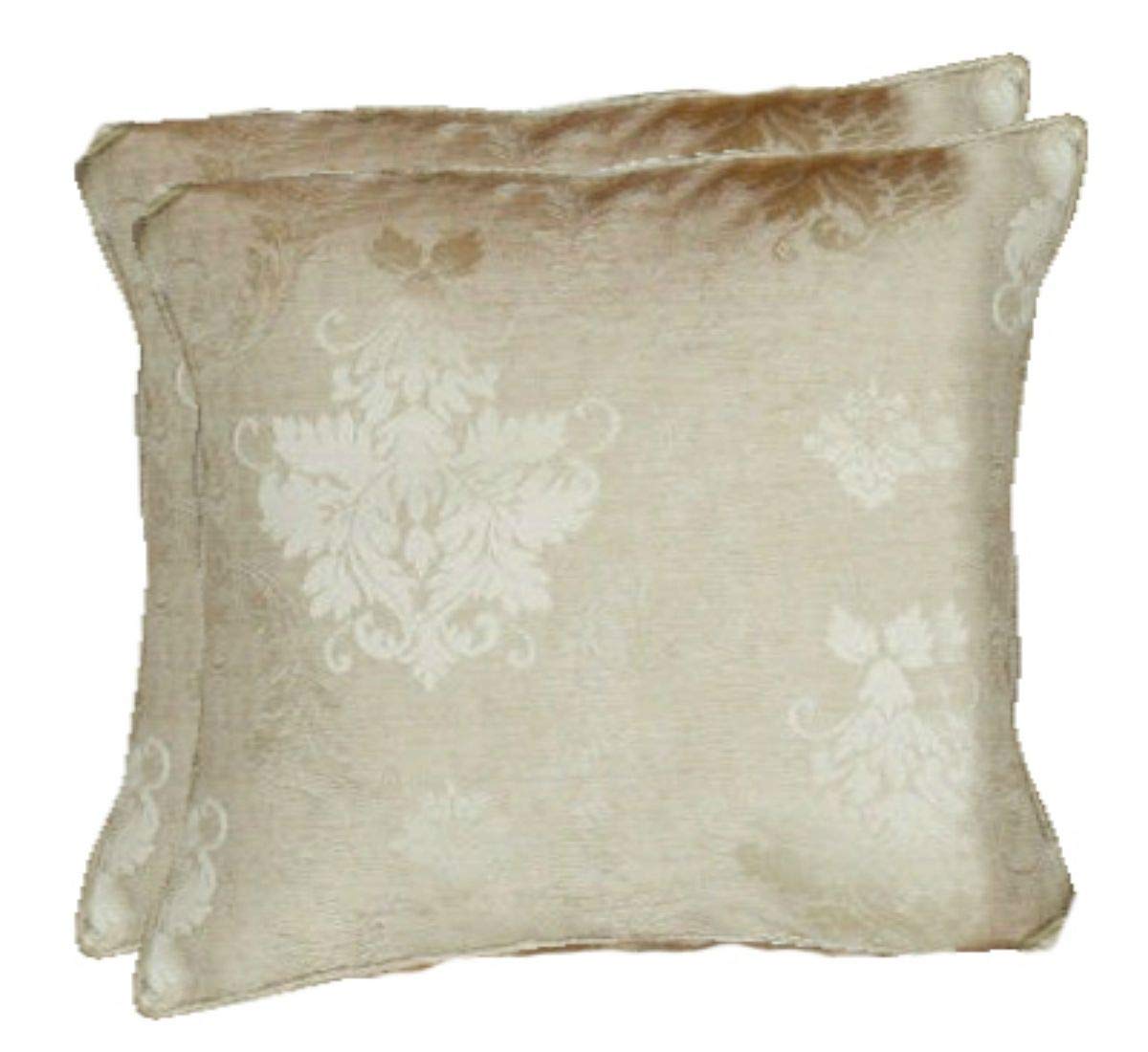 Householdfurnishing Redy Made Luxury Jacquard Fully Lined Curtain Pair Pencil Pleat With Free Tie Backs (Cushion Cover Beige, Large 22 x 22)