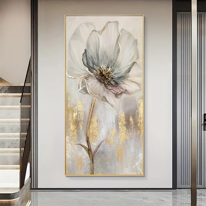 Cuadro de flores doradas para salón moderno: lienzo elegante de 50x100cm 3