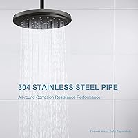 Vista 3 de OFFO Brazo de ducha con brida, 3 pulgadas montaje en techo cabezal de ducha de lluvia de repuesto brazo recto montado en techo para cabezal de ducha