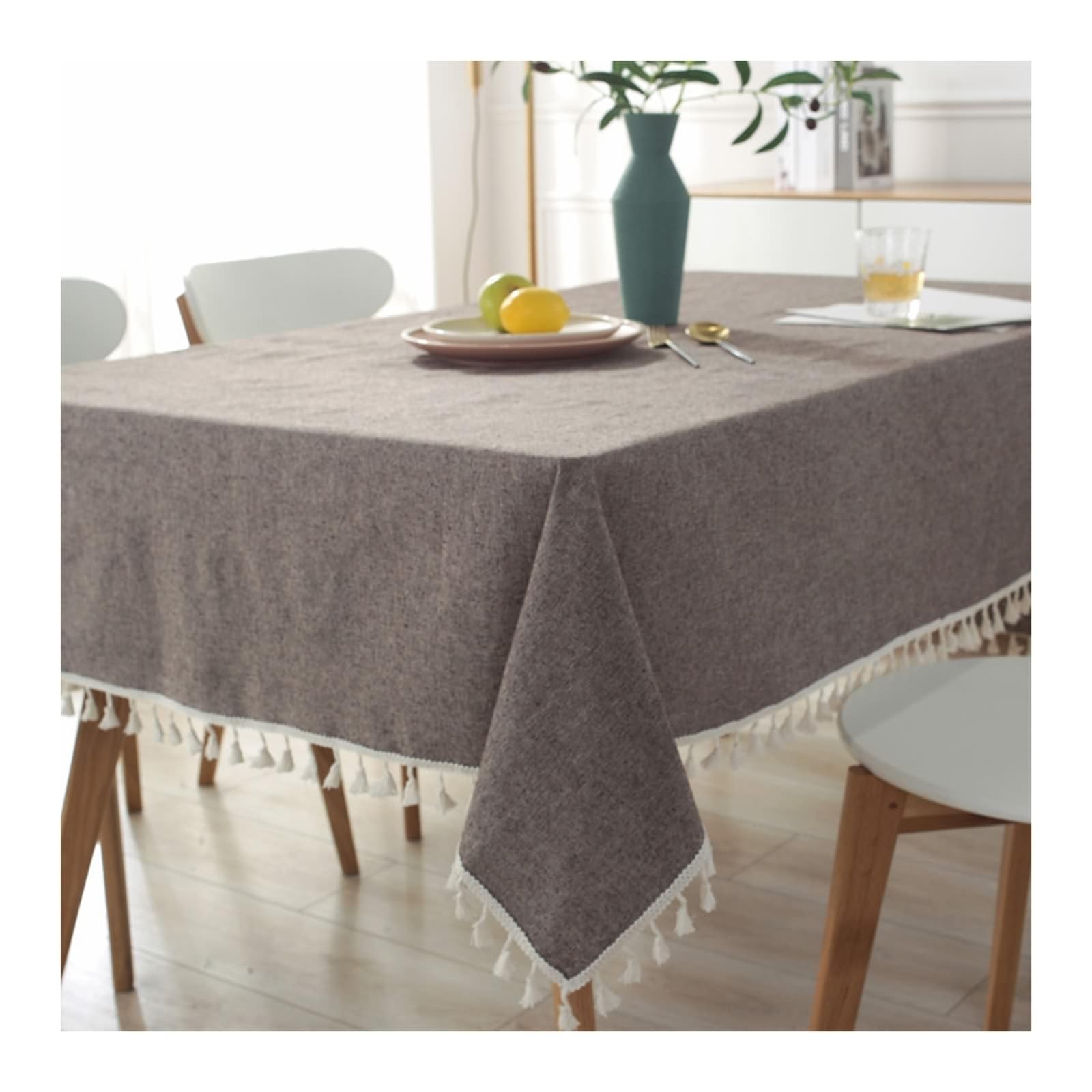 Obrus zmywalny kawa, bawełna len Tablecloth jednokolorowy obrus prostokątny 140 x 220 cm