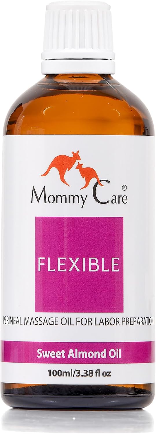 Mommy Care Perineal Massage Oil Labor Preparation, Flexible Perineal Massage Oil, Sweet Almond Oil for Pregnancy and Postpartum Recovery 100ml/3.38 fl.oz Organic All Natural