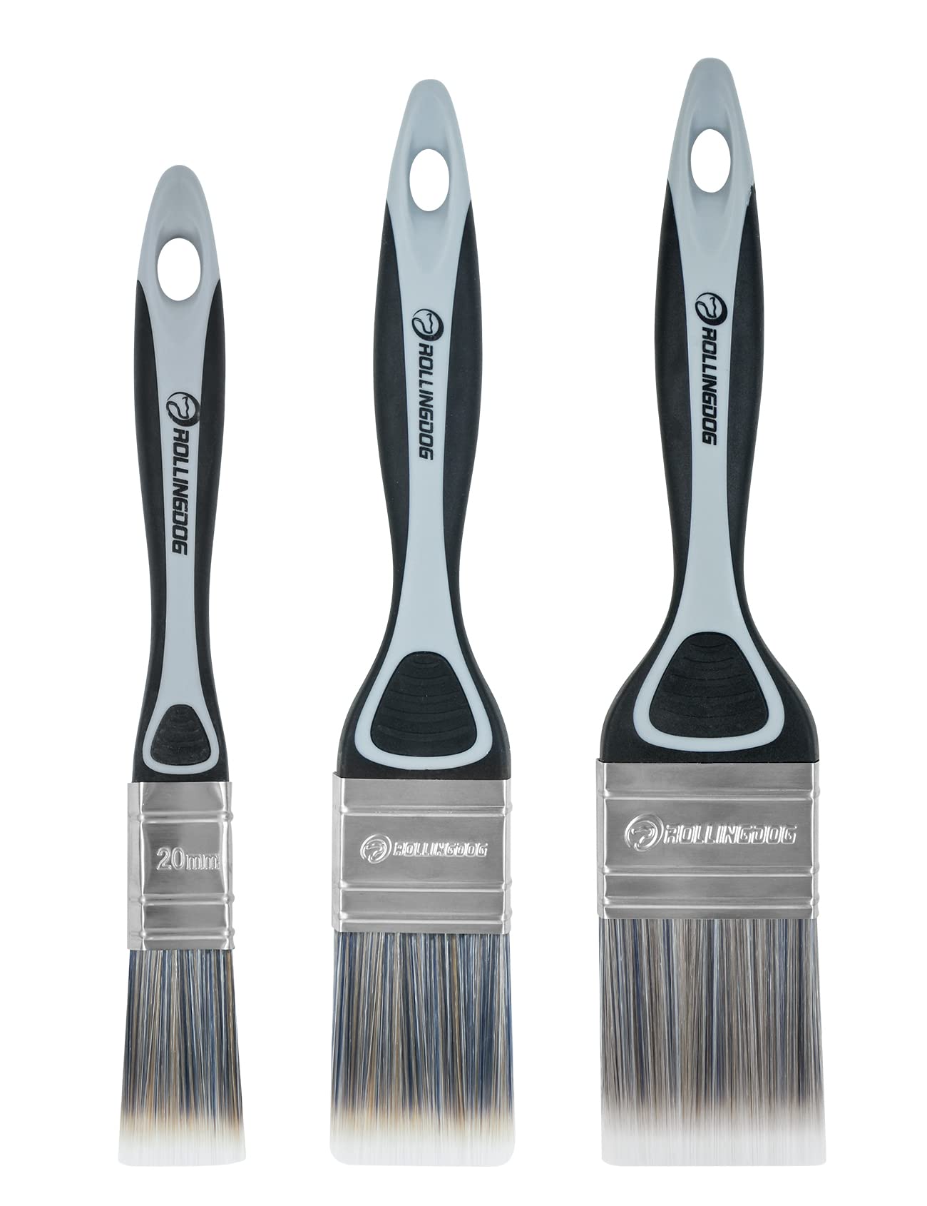 ROLLINGDOG Paintbrushes Decorating Set- for Wall Paint, DIY Detail Painting (3 PC Pack, 20mm, 40mm, 50mm)