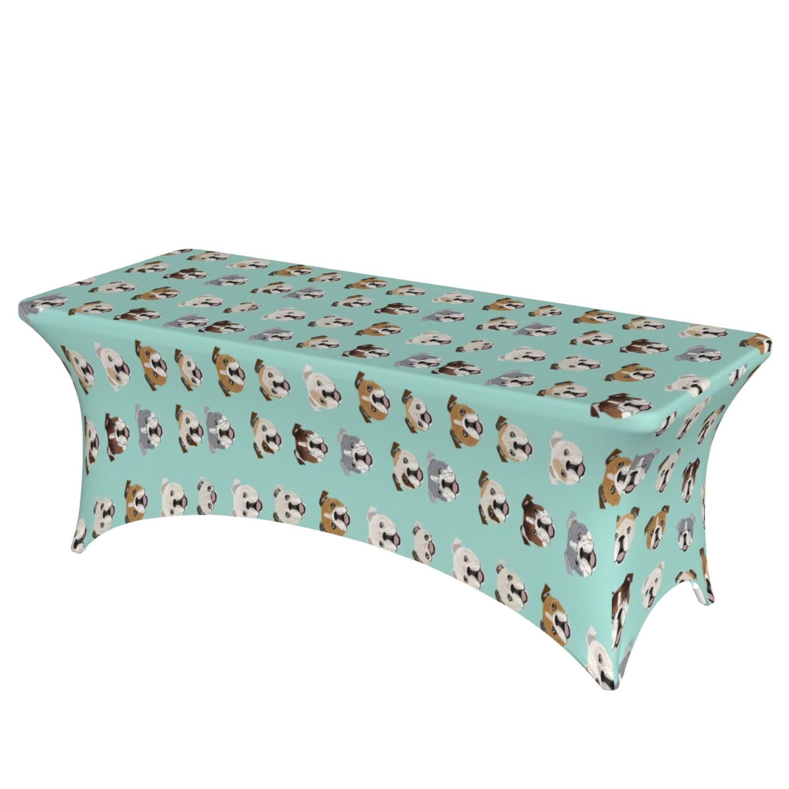 AYYQWE Funny English Bulldog Print Elastic Rectangular Tablecloth For Banquet Outdoor Picnics Office Table Cover