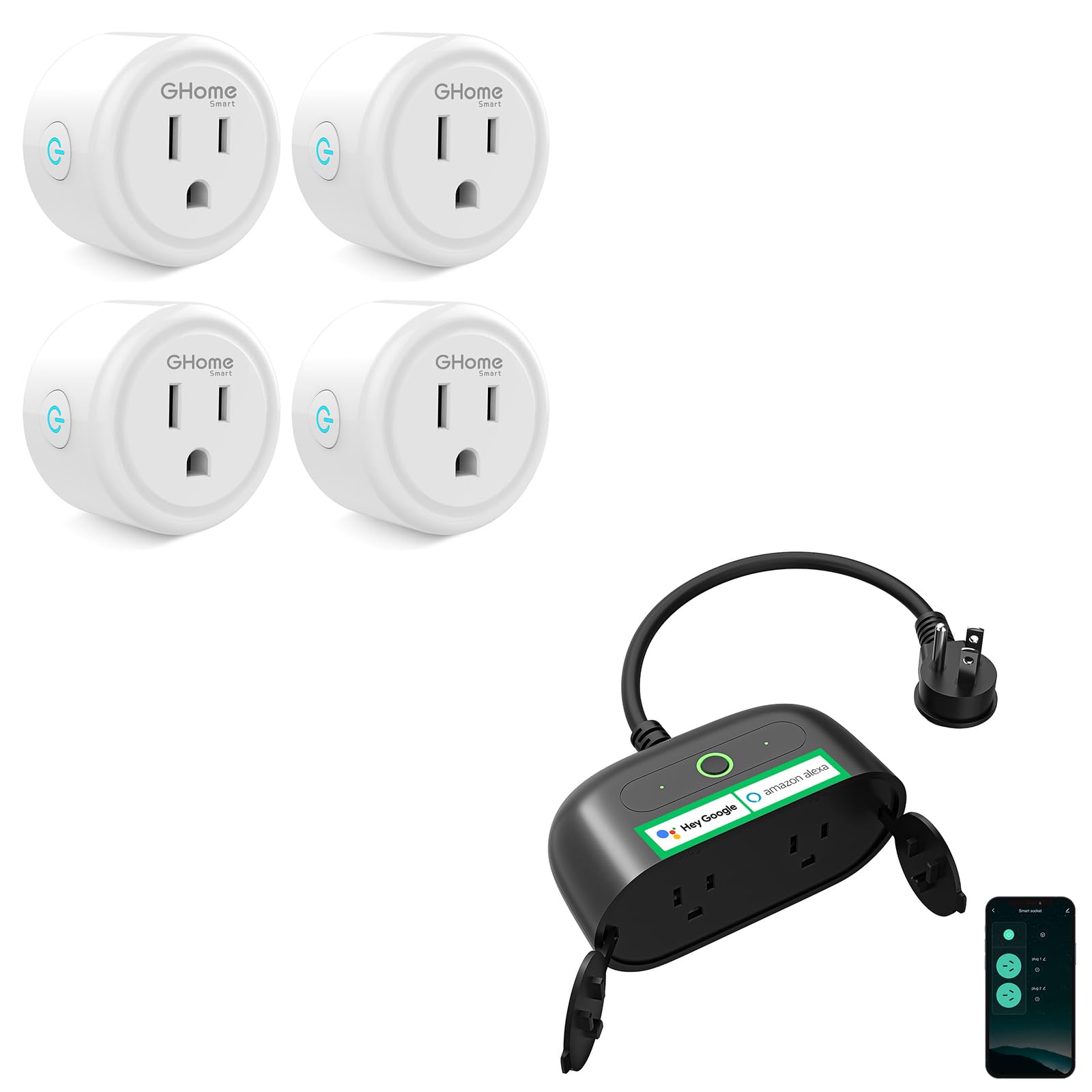 GHome Smart Mini Plug Compatible with Alexa and Google Home GHome Smart Outdoor Smart Plug
