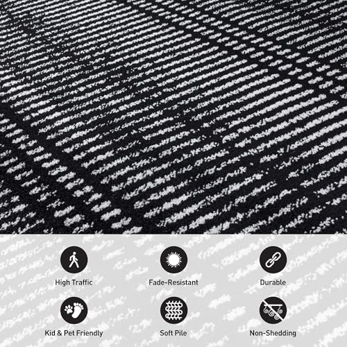 Tapete Rugshop Contemporary Stripe Lines 5' x 7' Negro miniatura 4