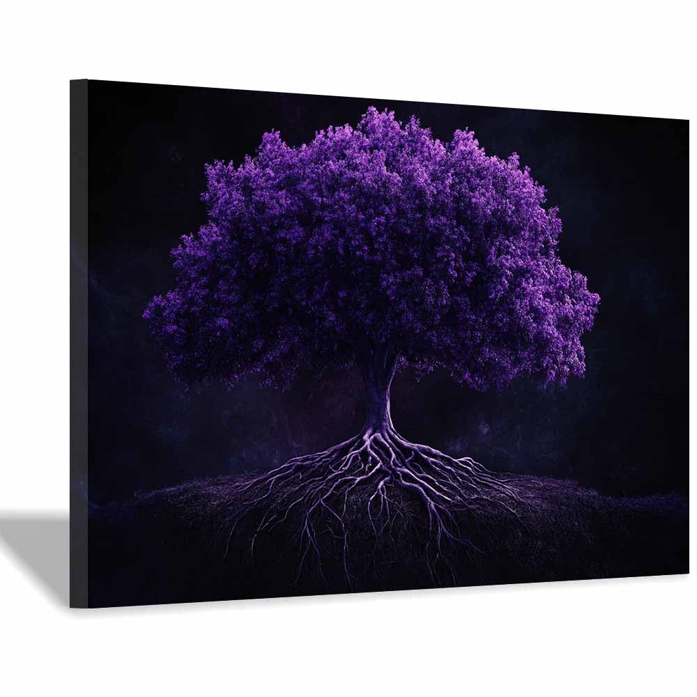 ZAMAEIU Tree of life wall art Shadowy-Cluster Tree abstract canvas wall, For Bathroom, Living Room, Bedroom, Office.Gift for Home Decor(Purple;)-30x50cm Framed