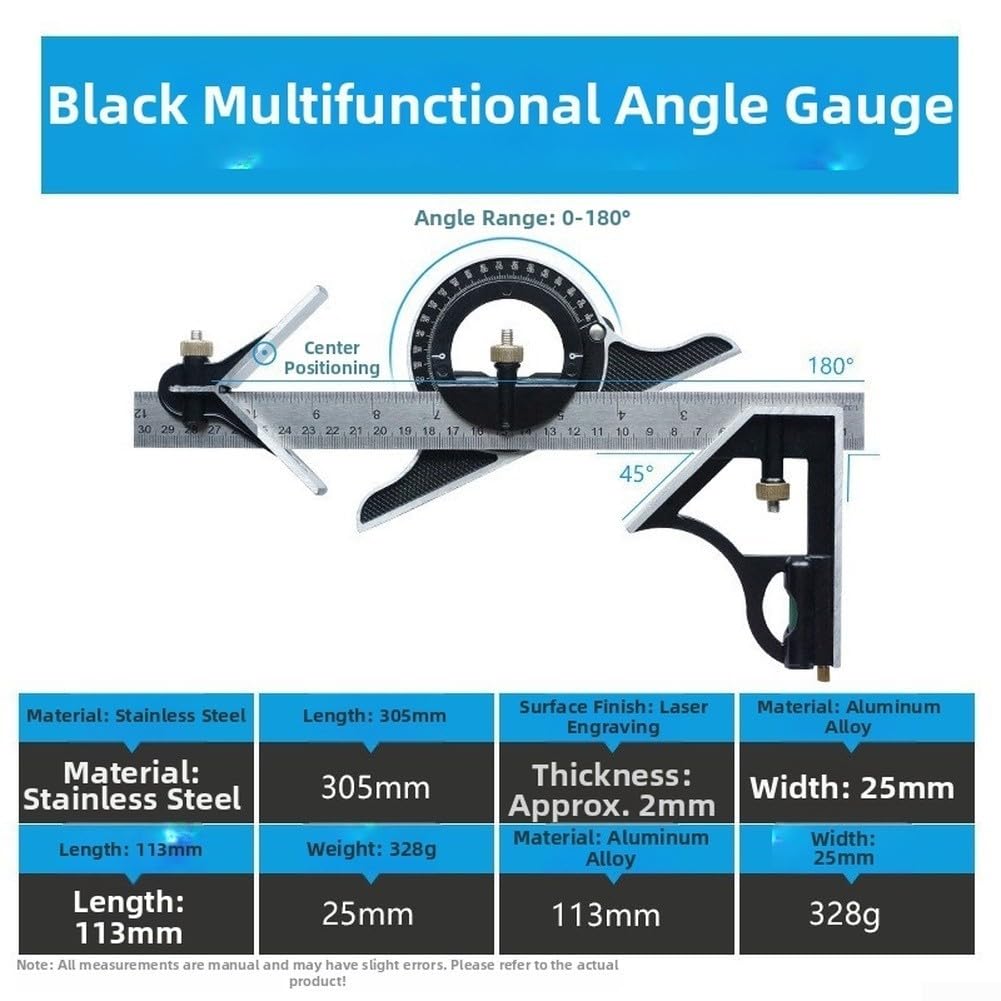 Escuadra Carpintero Ajustable para acero para nivel Escuadra(Black 3-in-1)