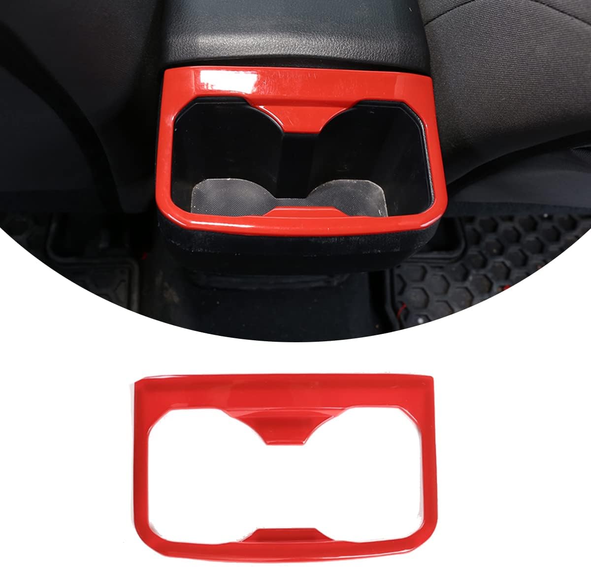 Car ABS Inner Rear Row Cup Holder Trim Panel Stickers,Fit for Tacoma 2016 2017 2018 2019 2020 2021 2022 2023,Rear Row Cup Holder Protective Panel Stickers Accessories (Red)