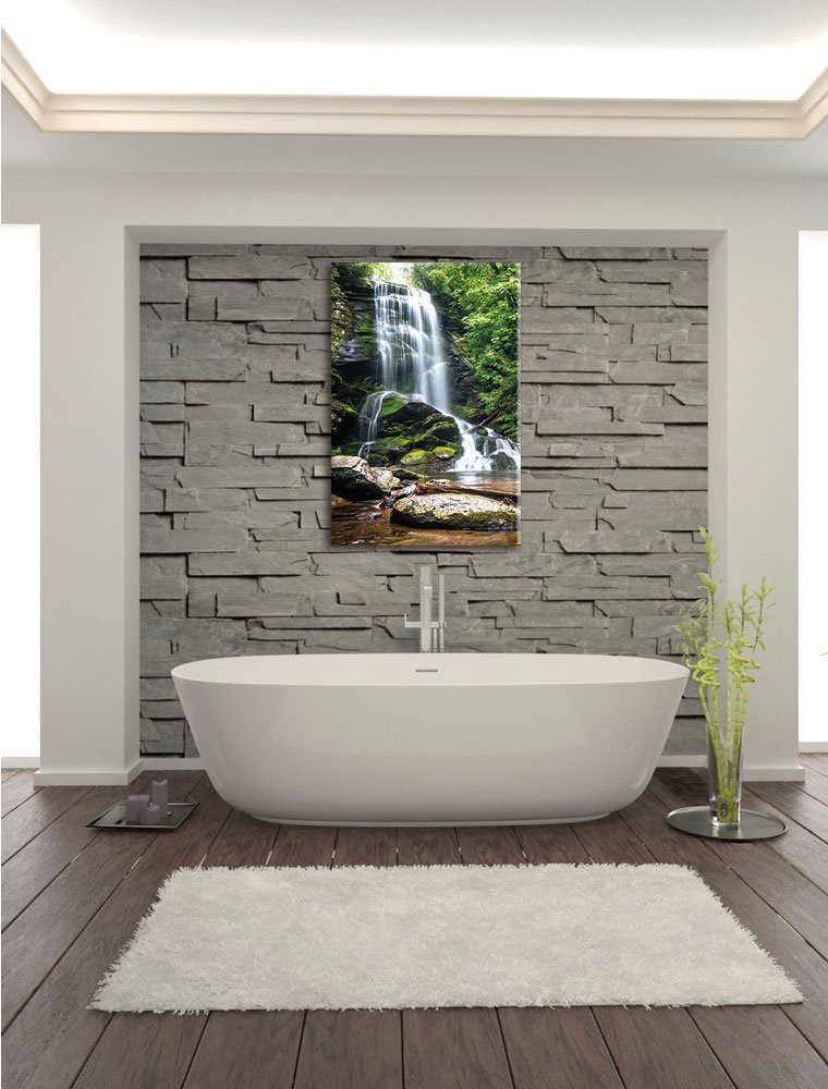 Pixxprint Wunderschöner tropischer Wasserfall, Größe: 120x80cm, Leinwandbild, fertig gespannt, Wandbild, Dekoration, Kunstdruck, kein Poster