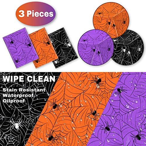 Image of TREWAVE 3 Pack Halloween Spiderweb Tablecloth Rectangular Plastic Spider Web Table Cloth Large Size Table Covers for Home Decor Halloween Party Decorations 54 inch x 108 inch (Mixed)