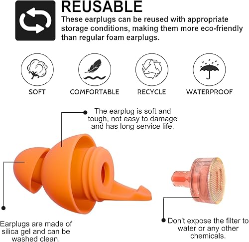 Miniatura 4 de LYSIAN Tapones para los oídos de concierto de alta fidelidad, tapones para los oídos reutilizables para músicos, protección auditiva de 23 dB para