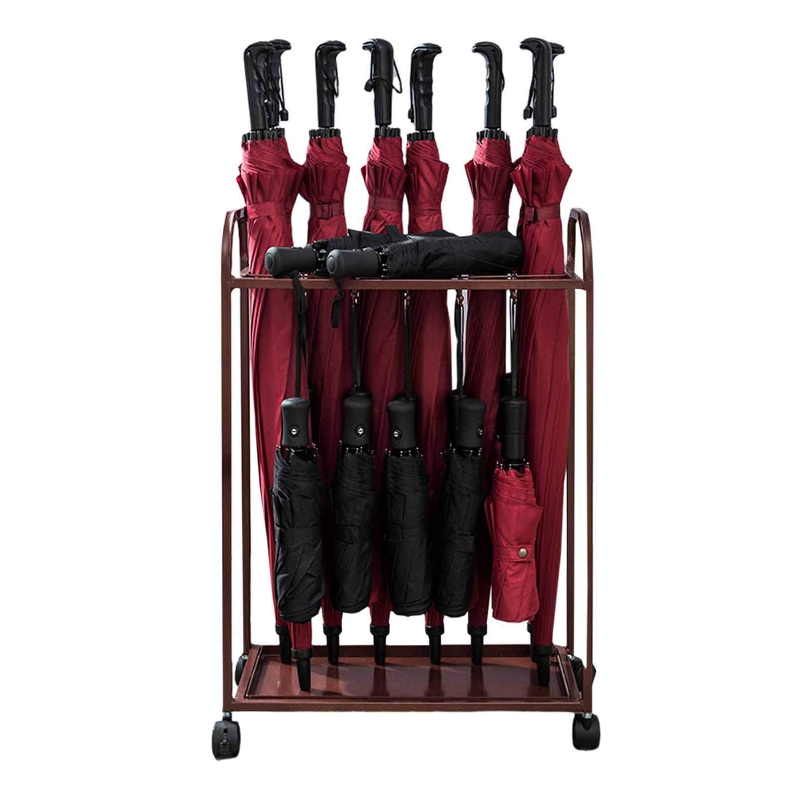 Porte-parapluie bronze LUNEZY à 18 fentes avec roulettes et bac amovible