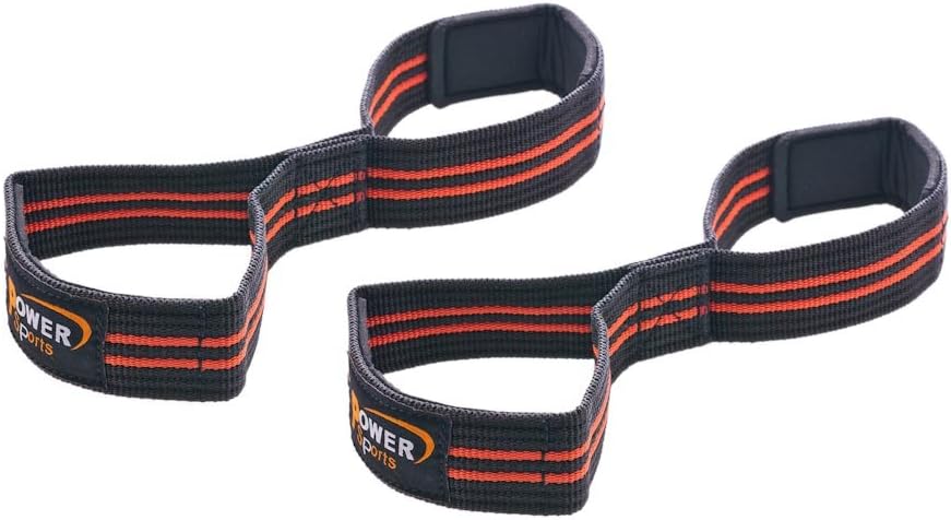 Weight Lifting Straps - Heavy Duty Padded Figure 8's - Orange, Traditional, Polyester, Nylon