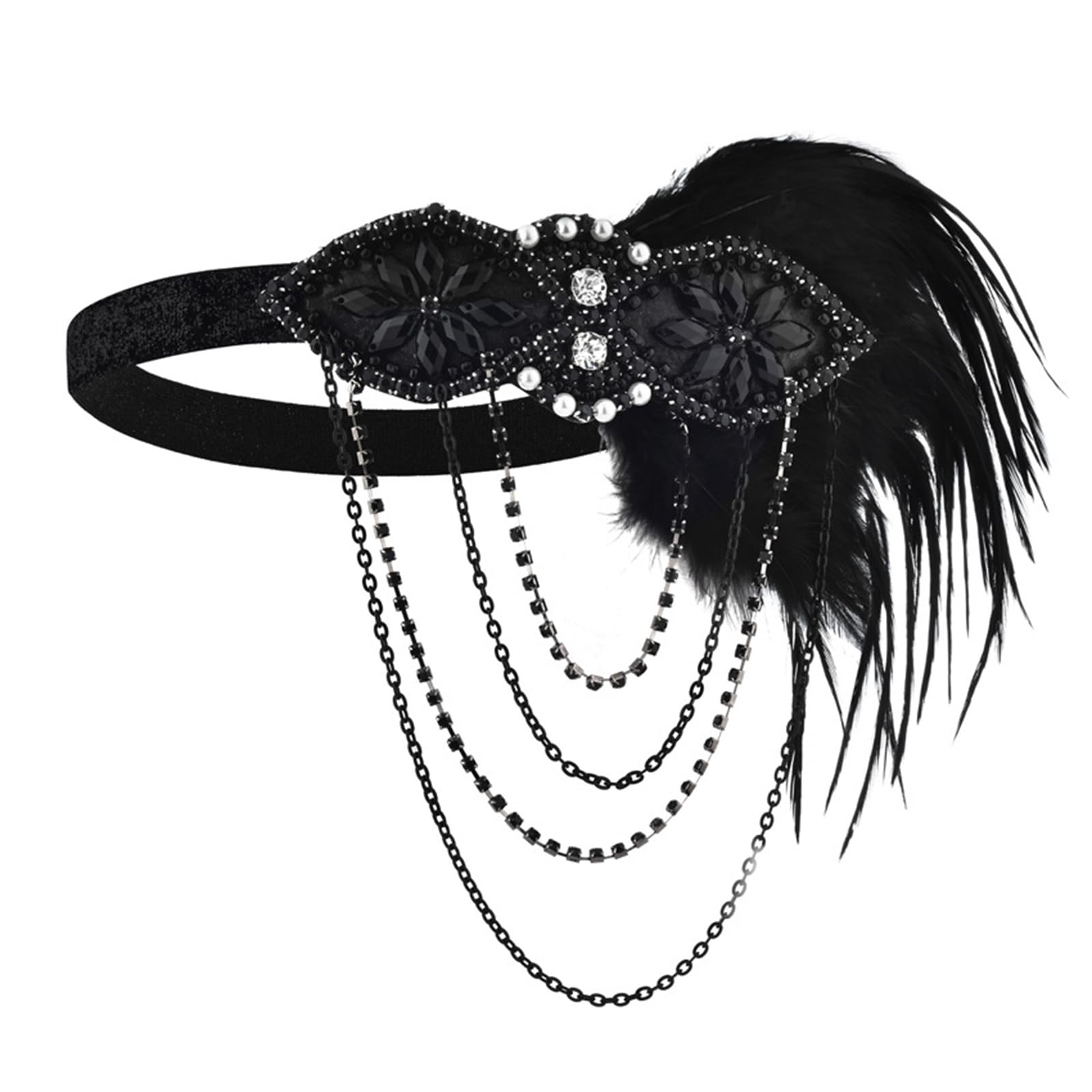Fentency 1920s Headpiece Flapper Headband, Roaring 20s Hair Accessories Vintage Hair Clip Sequins Hair Hoop