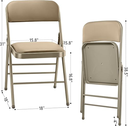 Miniatura 3 de CYCLONE SOUND Paquete de 4 sillas plegables con cojín y respaldo acolchados de poliuretano, sillas de metal de grado comercial con cómodo cojín de