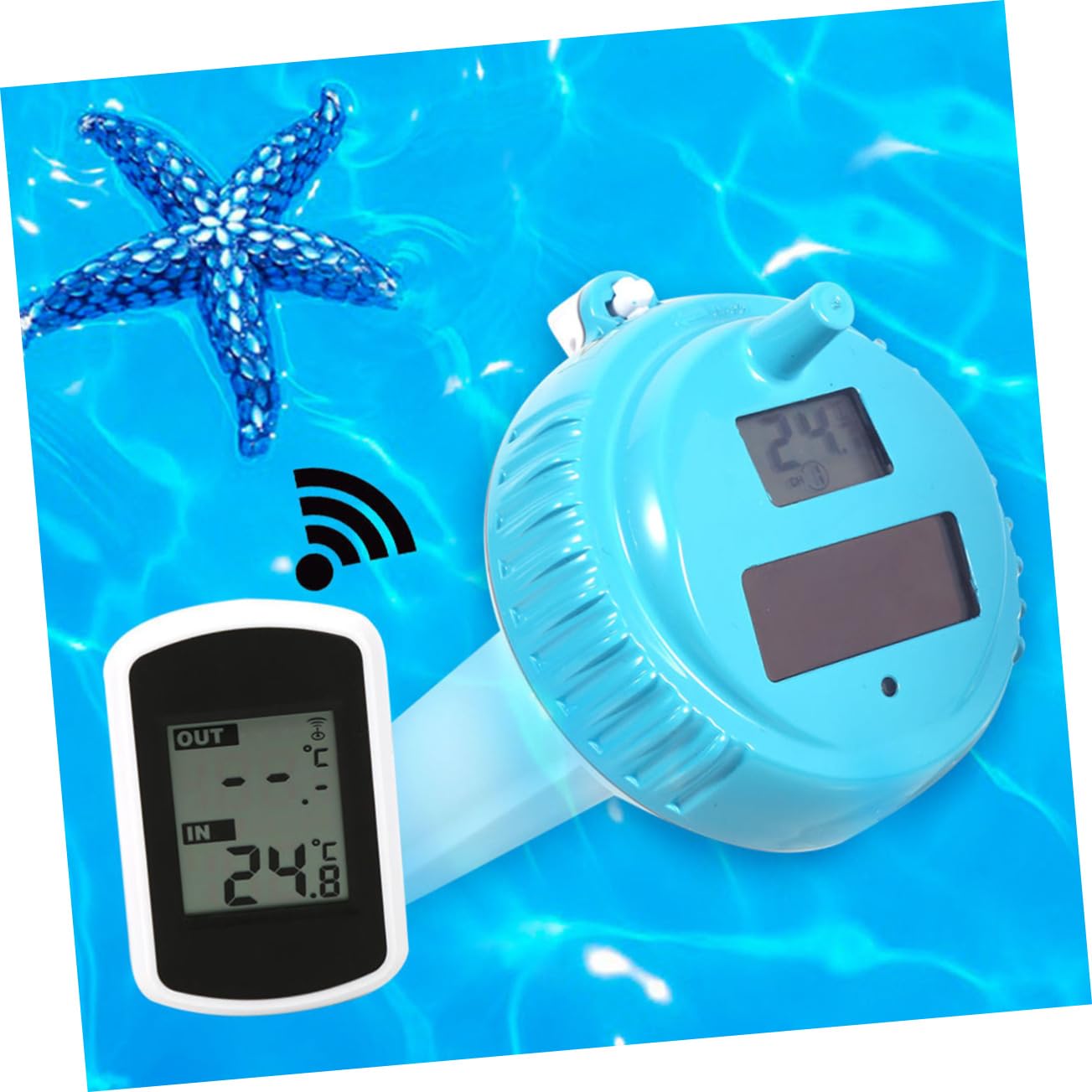 Mipcase Termómetro Piscina Agua Digital Inalámbrico Flotante con Pantalla LCD Fácil Lectura Resistente Agua para Monitorización Temperatura Piscinas y Spas