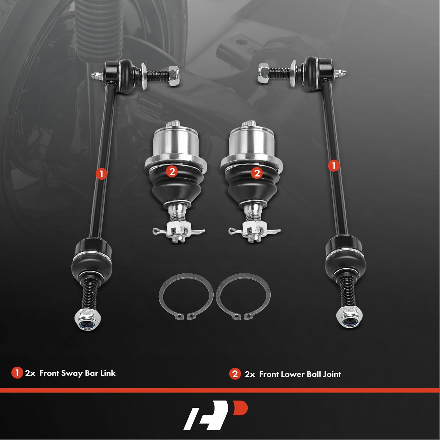 A-Premium Set of 4, Front Lower Ball Joint, Sway Bar Link, Compatible with Ford F-150 F150 2010 2011 2012 2013 2014, 4WD Only