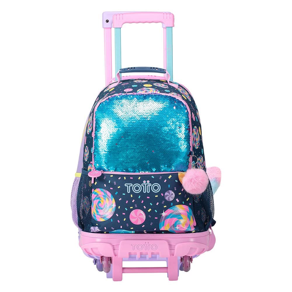 TOTTO Mochila escolar con ruedas grande de dulces y piruletas - Sweet Candy TAMAÑO GRANDE