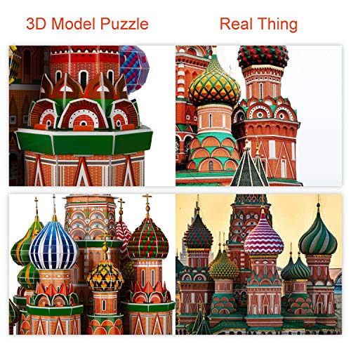 Wisestar 22.2" H Large 3D Puzzles Model For Adults And Kids, 231Pcs Russia St. Basil's Cathedral Building Set, Handmade Architectural Craft House Kits, Educational Toy Birthday Gift For Boys Girls #TOP3