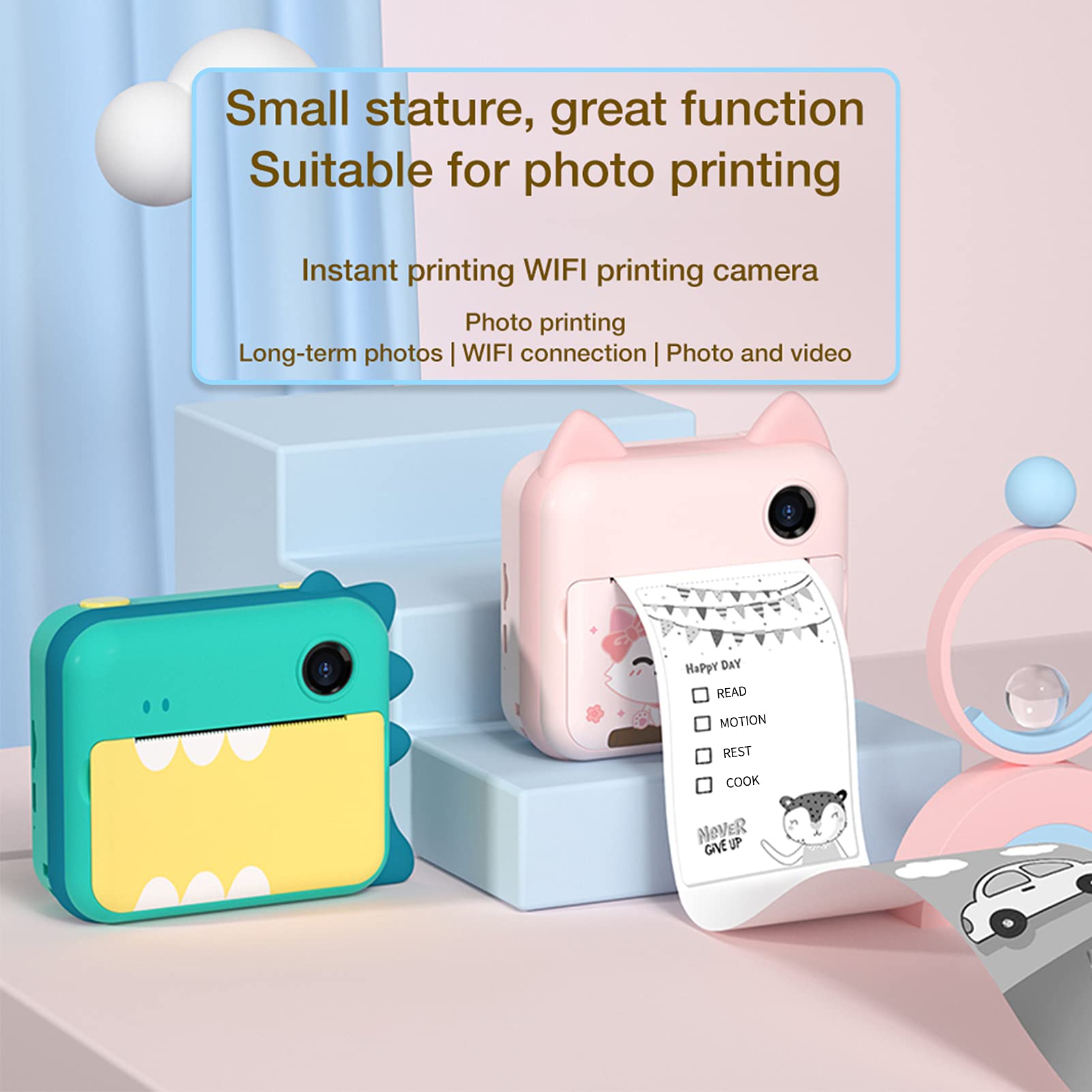 Kids Camera HUIOP P1 Kids Camera 32 GB dziecięca drukarka fotograficzna 2,4 cala ekran IPS świąteczne prezenty urodzinowe dla dziewczynek z uchwytem na papier do drukowania WIFI Transmissin A