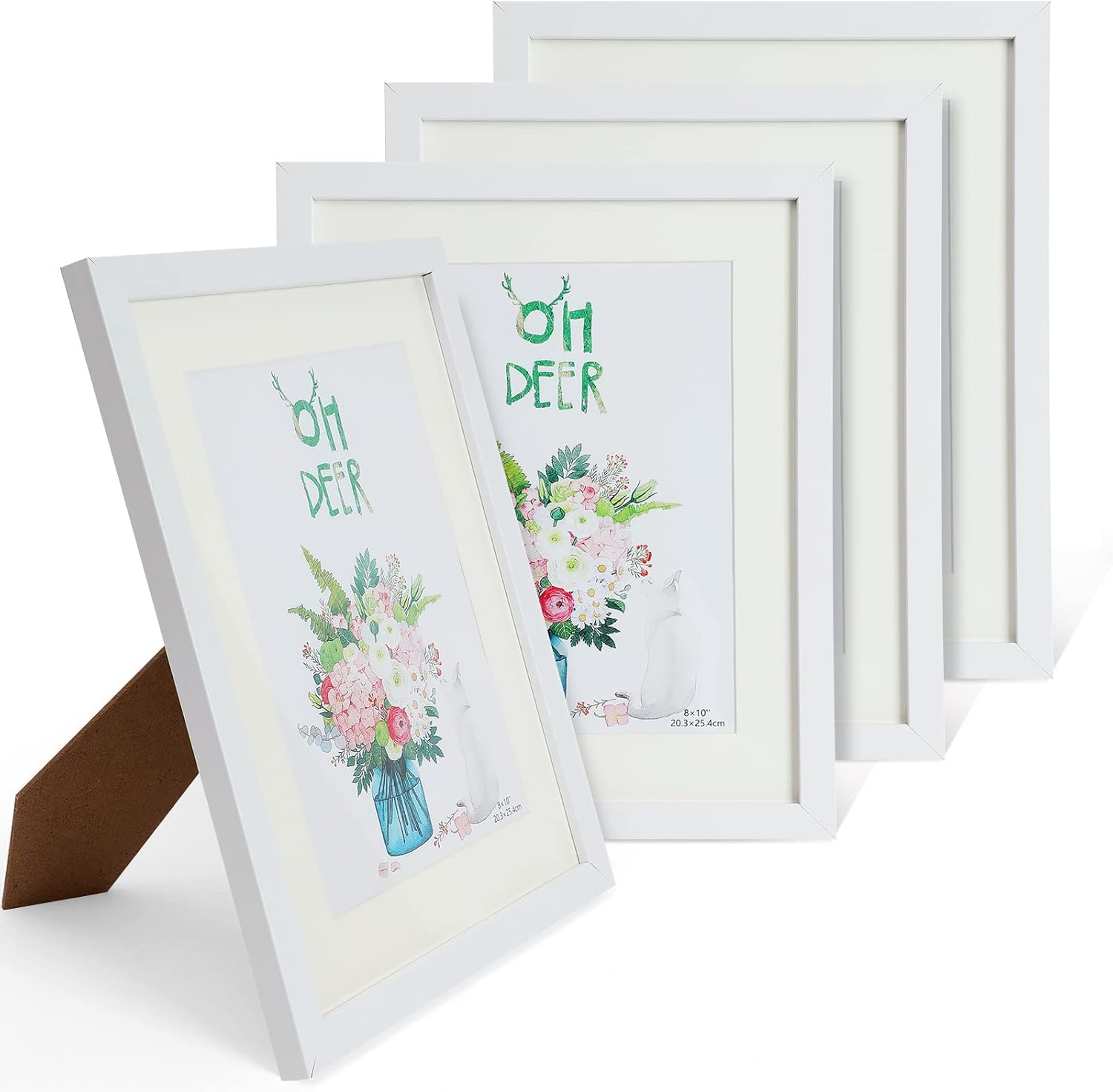 Mocmei 4pick white picture frames 8x10 with stand Suitable for tabletop
