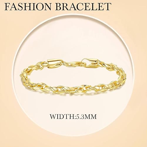 Miniatura 3 de Gold Bracelets for Women 14K Gold Bracelet Dainty Bracelets for Womens Braided Chain Bracelet for Women Men 6.577.589in