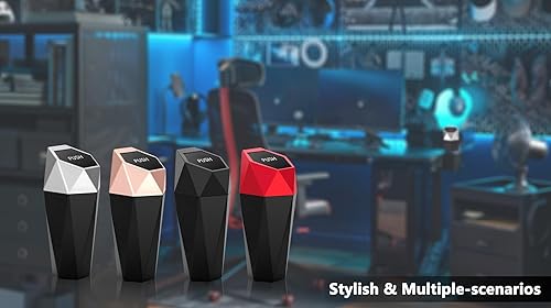 Miniatura 6 de Ginsco Portavasos de basura para automóvil, paquete de 2 mini con tapa, accesorios para interior, auto pequeño a prueba de fugas, ganchos ABS